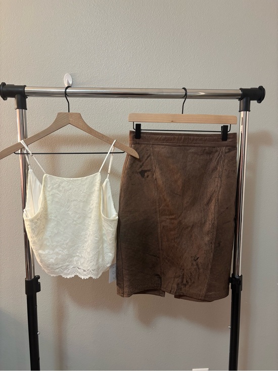 Lulus Dresses & Skirts - 🌸Lulu's Ivory Lace Up Back Cami with Vintage Leather Skirt